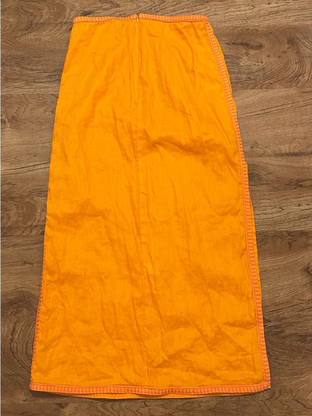 Magaschoni Linen Orange Maxi Skirt
